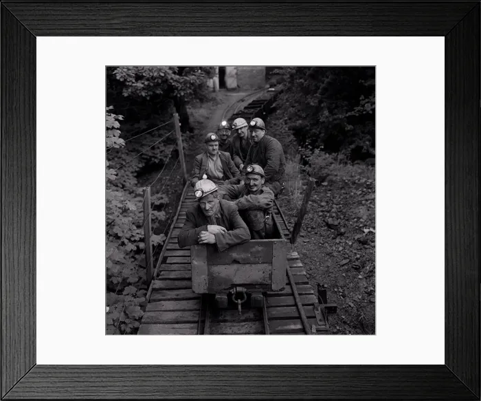 Framed Print : Coal Miners of Guyderbottom pit one of the smallest in the country seen here traveling Framed Print : Coal Miners of Guyderbottom pit one of the smallest in the country seen here traveling
