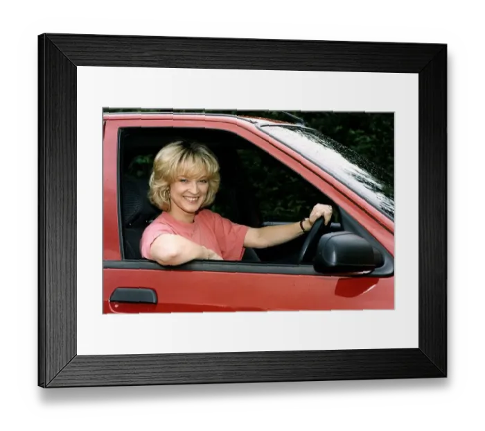 Framed Print : Gillian Taylforth actress Kathy in BBC television soap opera Eastenders in Citroen diesel