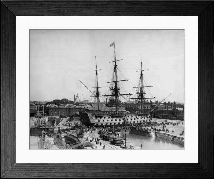Framed Print : Visitors going aboard Lord Nelsons old flagship HMS Victory