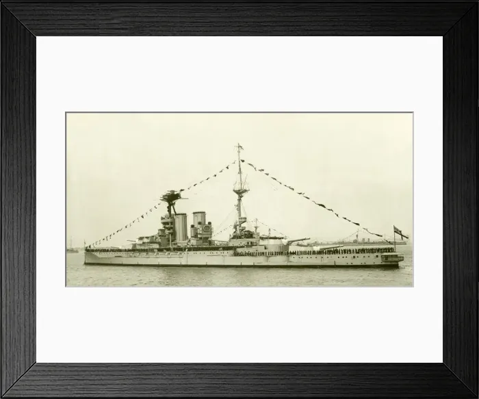 Framed Print : HMS Warspite seen here moored in the Solent for a Royal review of the fleet Framed Print : HMS Warspite seen here moored in the Solent for a Royal review of the fleet