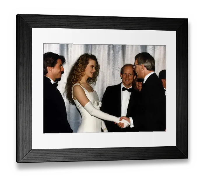 Framed Print : Nicole Kidman actress shakes hands with Prime Minister John Major at film premier of Far Framed Print : Nicole Kidman actress shakes hands with Prime Minister John Major at film premier of Far