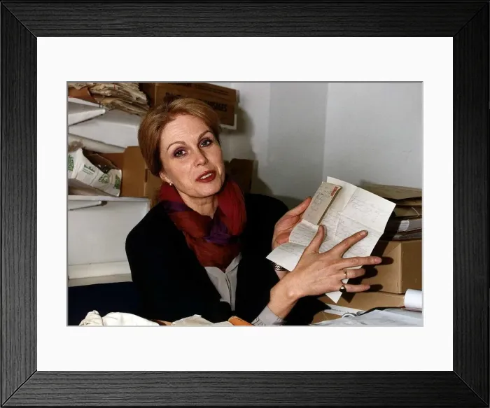 Framed Print : Joanna Lumley actress at the Imperial War Museum holding letters from soldiers Framed Print : Joanna Lumley actress at the Imperial War Museum holding letters from soldiers