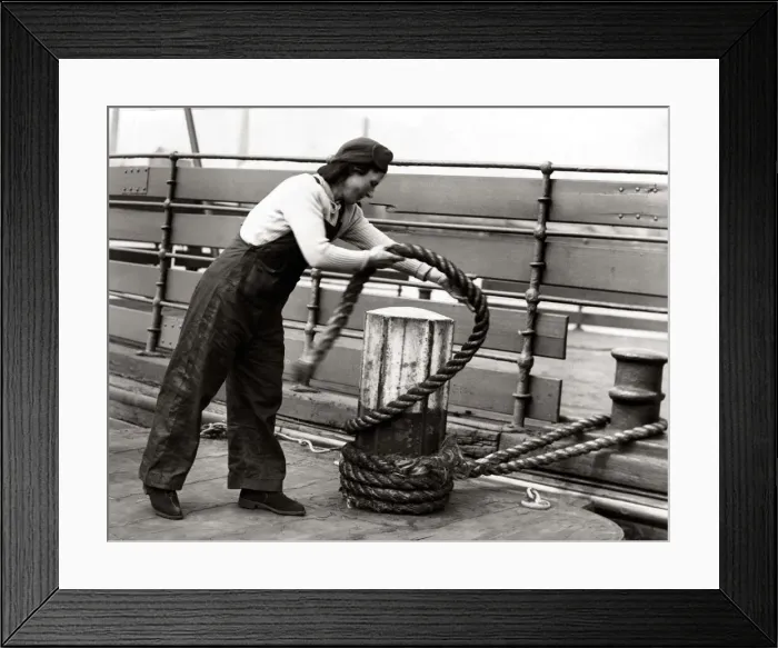 Framed Print : World War Two. Mrs Ellen McShane at work on the Jarrow on Tyne ferry May 1942 Framed Print : World War Two. Mrs Ellen McShane at work on the Jarrow on Tyne ferry May 1942