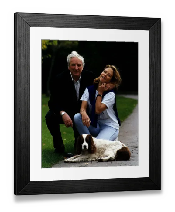 Framed Print : Michael Winner Film Director With His Wife Jenny Seagrove Actress