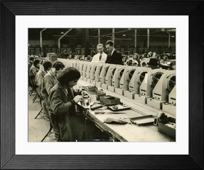 Framed Print : Ekco Wireless Manufactures at work at their desks on the production line 1932 Framed Print : Ekco Wireless Manufactures at work at their desks on the production line 1932