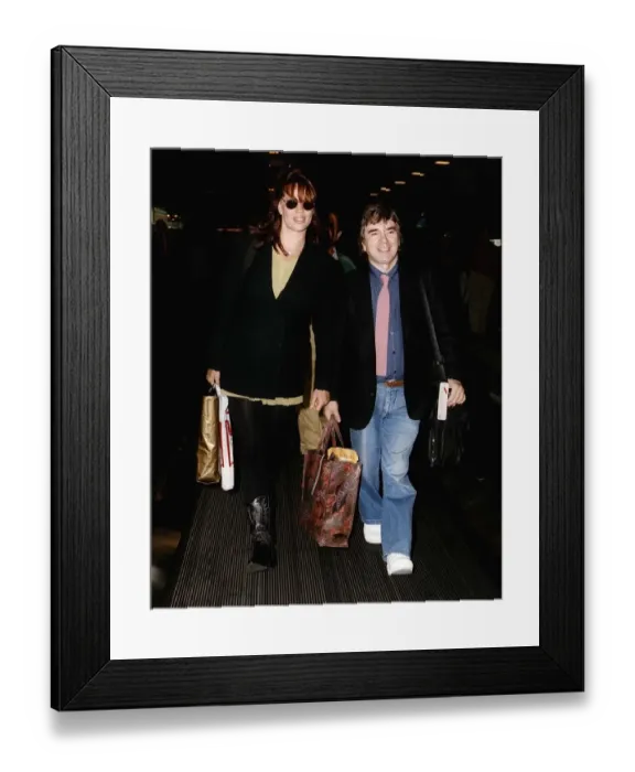 Framed Print : Dudley Moore Actor Comedian With His Wife Actress Brogan Lane At London Airport