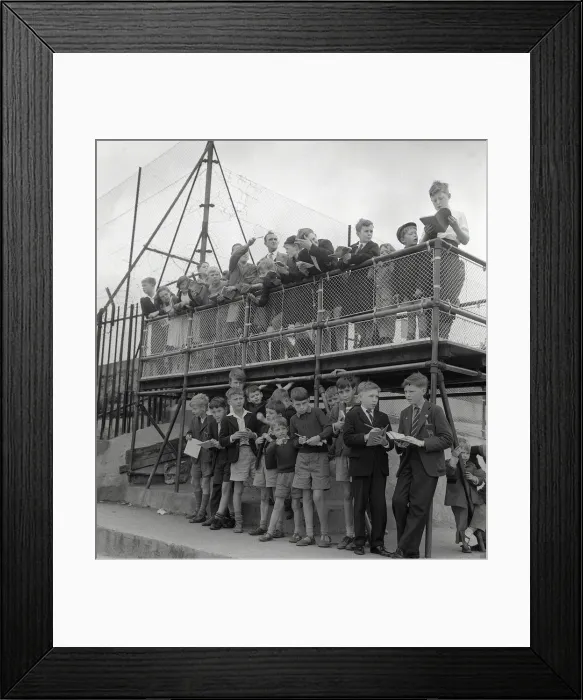 Framed Print : Children Train Spotting July 1960 Children spend many hours watching the trains go