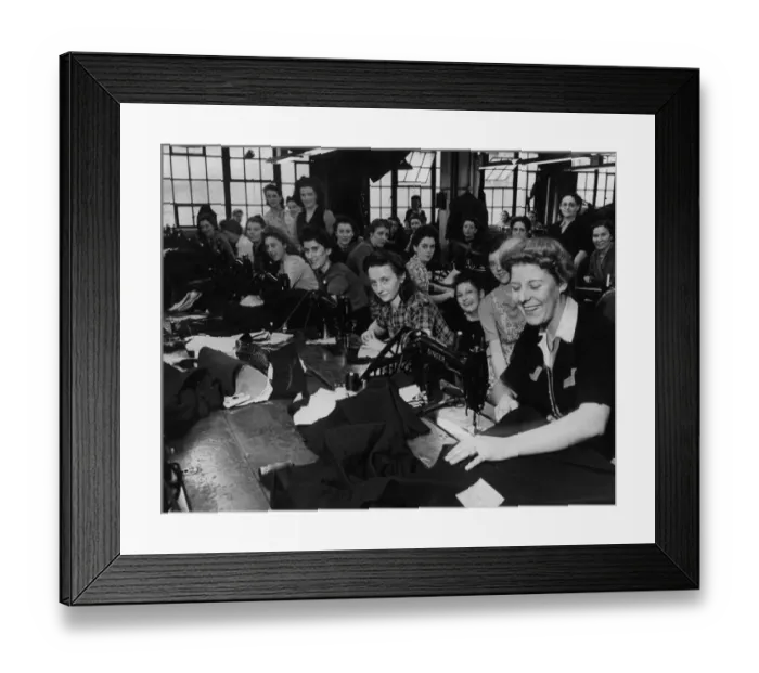Framed Print : Women poducing uniforms and waterproof Navy clothes at the Lotary Naval Garment Factory Framed Print : Women poducing uniforms and waterproof Navy clothes at the Lotary Naval Garment Factory