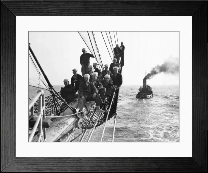 Framed Print : Cadets aboard the Sorlandet seen here sailing in the English channel withnthe crew posing Framed Print : Cadets aboard the Sorlandet seen here sailing in the English channel withnthe crew posing