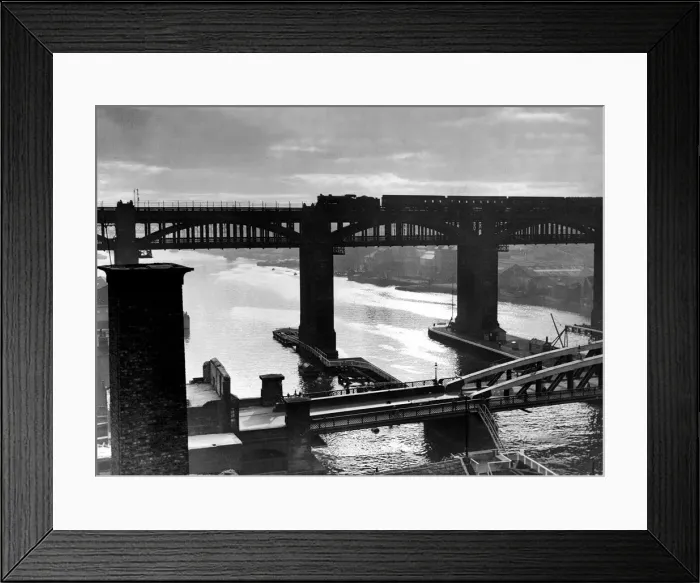 Framed Print : Theres no fog on the Tyne, but still plenty of atmosphere in this sunset view over Framed Print : Theres no fog on the Tyne, but still plenty of atmosphere in this sunset view over