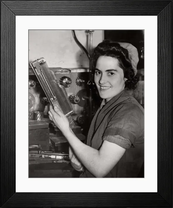 Framed Print : World War Two Home front. Mrs Grace Smith a worker at the Ministry of Supply Small Arms Framed Print : World War Two Home front. Mrs Grace Smith a worker at the Ministry of Supply Small Arms