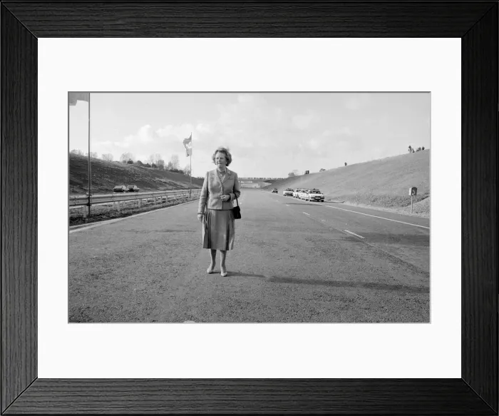 Framed Print : Margaret Thatcher seen here opening the final section of the M25 motorway October