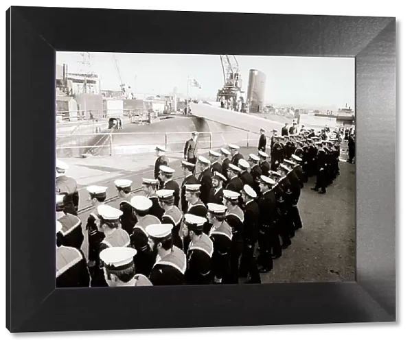 Submarine HMS Conqueror seen here with her crew at her commissioning ceremony