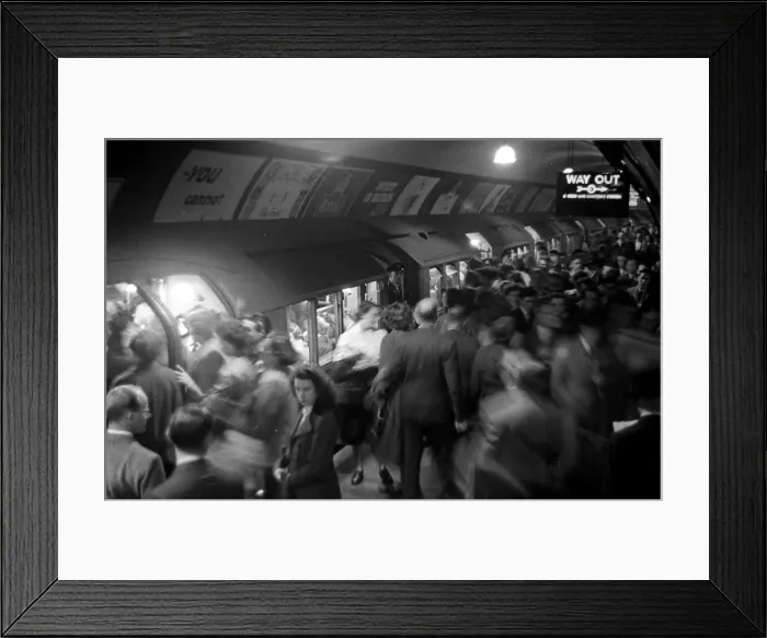 Framed Print : Overcrowding on the Central Line platform during the rush hour at Liverpool Street