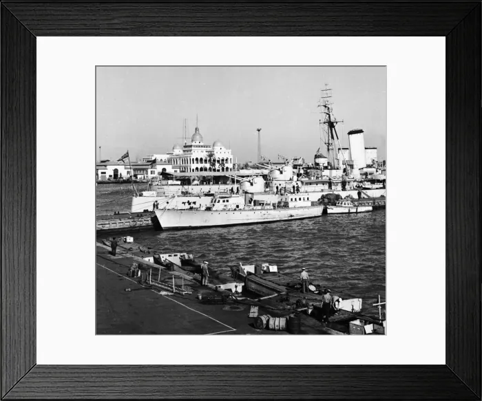 Framed Print : Canal Zone 1952 The Cruiser HMS Cleopatra and the minelayer HMS Manxman