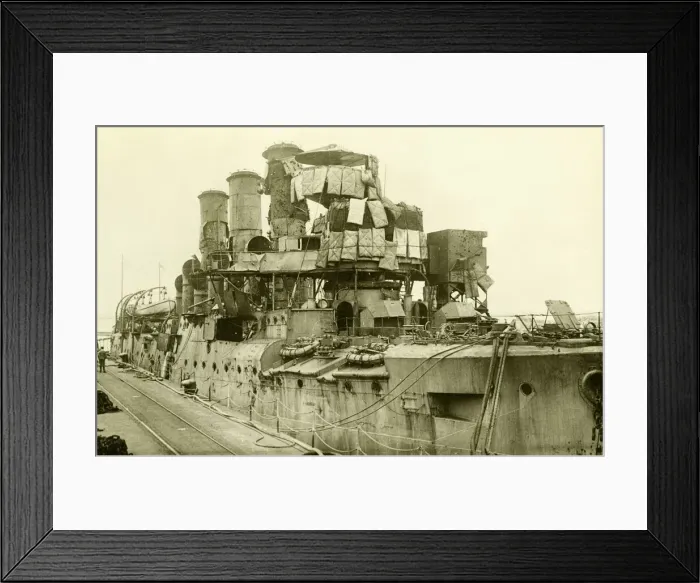 Framed Print : HMS Vindictive seen here moored at the North Mole in Dover prior to the attack to Framed Print : HMS Vindictive seen here moored at the North Mole in Dover prior to the attack to