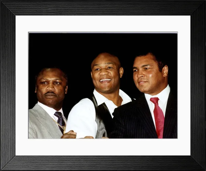 Framed Print : Former heavyweight boxing champion Joe Frazier (left) pictured with George Foreman
