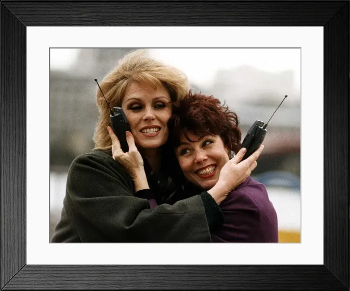 Framed Print : Joanna Lumley actress and Ruby Wax comedian celebrate the launch of a new Cellnet Framed Print : Joanna Lumley actress and Ruby Wax comedian celebrate the launch of a new Cellnet