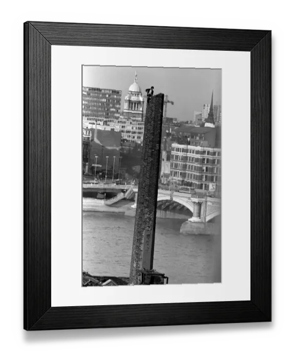 Framed Print : A man demolishes a chimney by mallet in London October 1970 Framed Print : A man demolishes a chimney by mallet in London October 1970