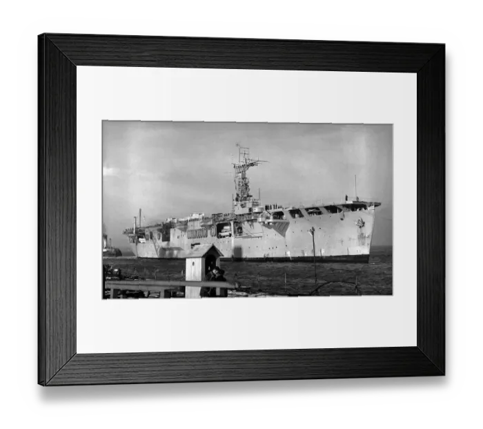 Framed Print : Ships Royal Navy Aircraft Carrier HMS Campania comes in to dock at Portsmouth