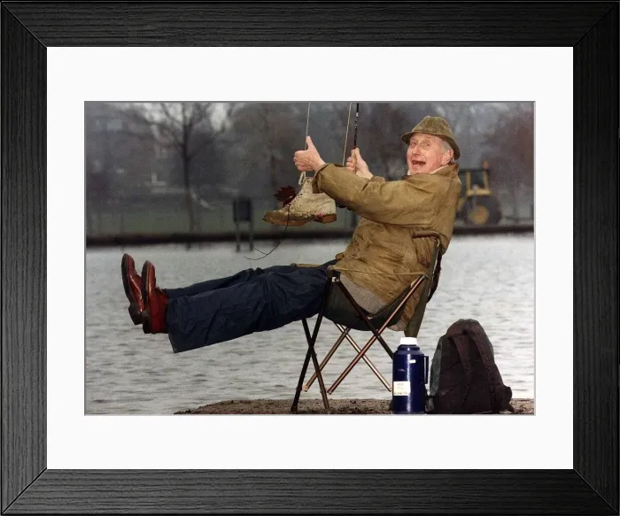 Framed Print : Norman Lumsden Actor sitting down doing a spot of fishing Framed Print : Norman Lumsden Actor sitting down doing a spot of fishing