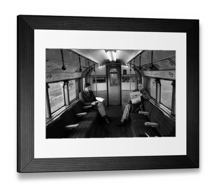 Framed Print : Passengers on the Central Line train between Epping and Ongar March 1980