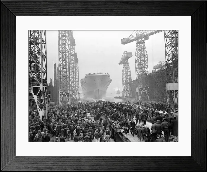Framed Print : HMS Eagle is launched at the Harland and Wolf dockyard Belfast by Princess Elizabeth Framed Print : HMS Eagle is launched at the Harland and Wolf dockyard Belfast by Princess Elizabeth