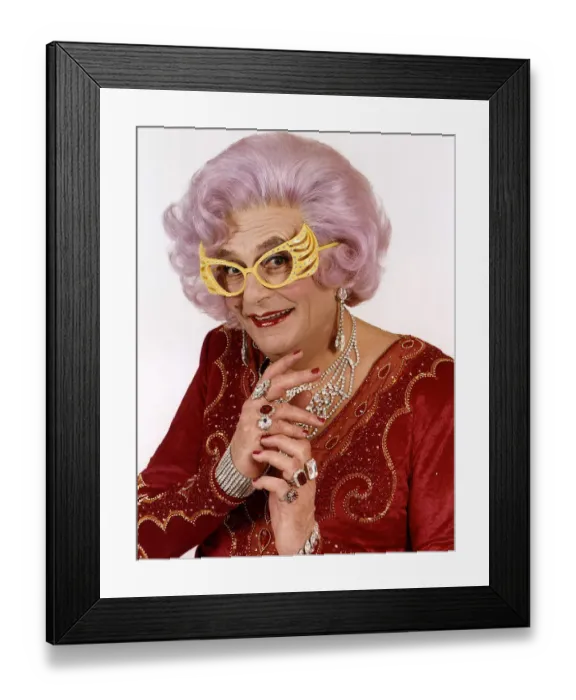 Framed Print : Barry Humphries comedian as Dame Edna Everage A©Mirrorpix Framed Print : Barry Humphries comedian as Dame Edna Everage A©Mirrorpix