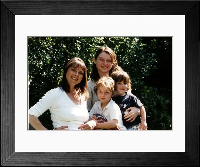 Framed Print : Janet Ellis TV Presenter with her family Framed Print : Janet Ellis TV Presenter with her family
