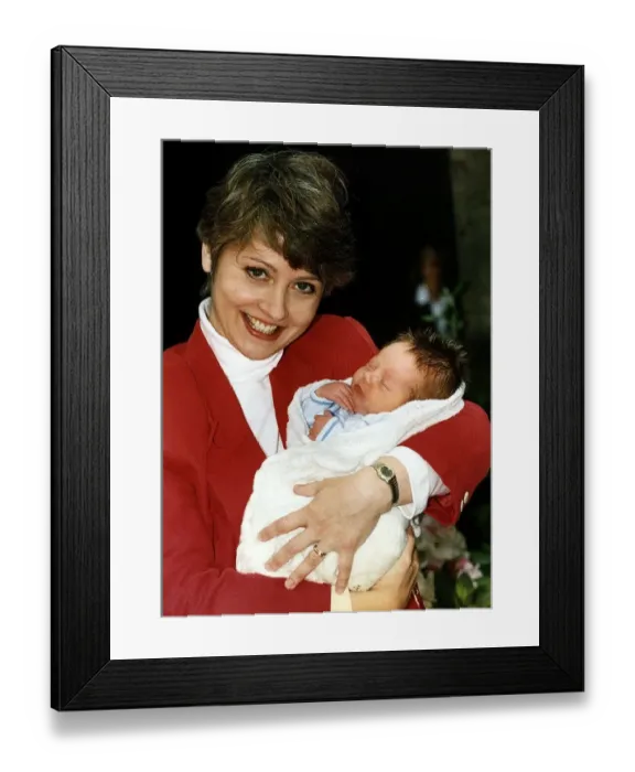 Framed Print : Anne Diamond TV Presenter with Baby Framed Print : Anne Diamond TV Presenter with Baby