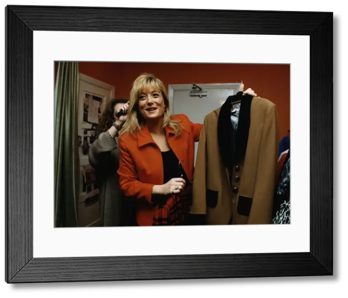 Framed Print : Gaby Roslin TV Presenter of Channel Four Big Breakfast TV Programme in the wardrobe Framed Print : Gaby Roslin TV Presenter of Channel Four Big Breakfast TV Programme in the wardrobe