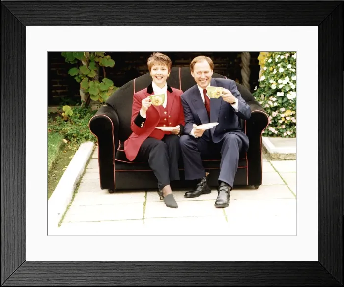Framed Print : Nick Owen TV Presenter with co presenter Anne Diamond of television programme Good Framed Print : Nick Owen TV Presenter with co presenter Anne Diamond of television programme Good