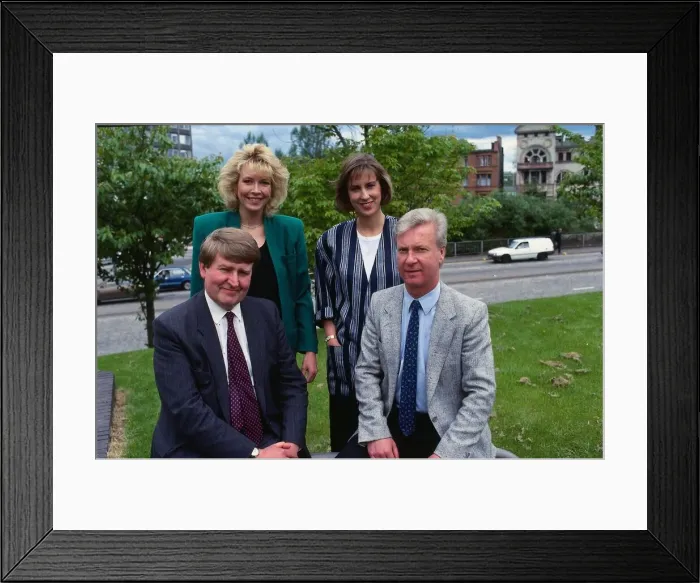 Framed Print : Anne McKenzie newsreader tv presenter June 1987 four news presenters Framed Print : Anne McKenzie newsreader tv presenter June 1987 four news presenters