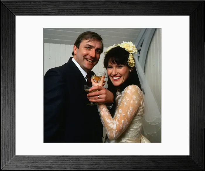Framed Print : Wedding scene from TV programme Take The High Road June 1993 Framed Print : Wedding scene from TV programme Take The High Road June 1993
