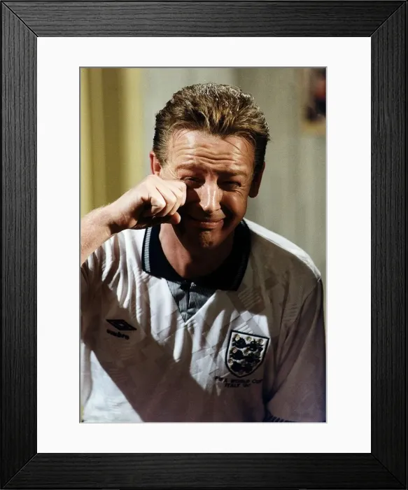 Framed Print : Les Dennis Comedian and TV presenter plays one of his roles as a Crying footballer in