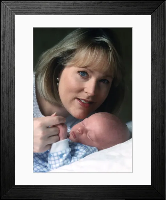 Framed Print : Kathryn Holloway TV Presenter of UK Living with son Sam James Holloway
