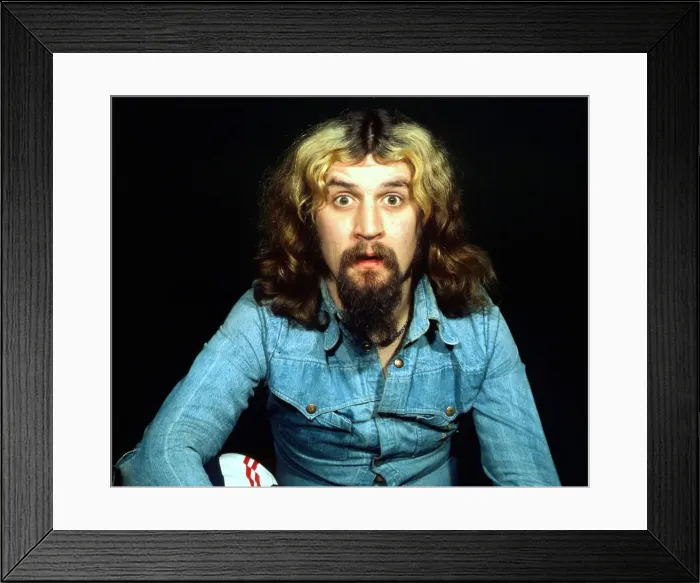 Framed Print : Billy Connolly wearing denim shirt March 1976