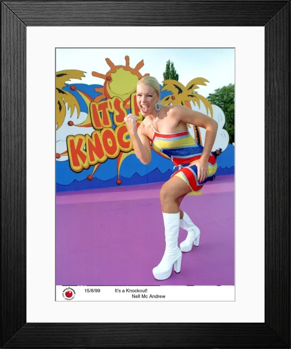 Framed Print : Nell McAndrew in the TV Programme Its A Knockout Aug 1999