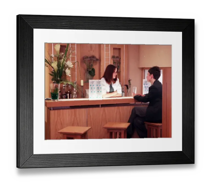 Framed Print : Brookside TV programme May 1999 the new restaurant The Shelf