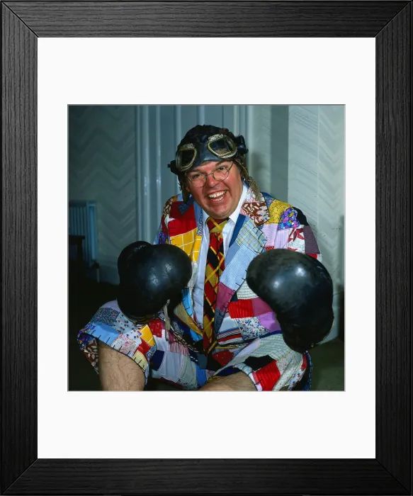 Framed Print : Roy Chubby Brown comedian April 1986 wearing boxing gloves Framed Print : Roy Chubby Brown comedian April 1986 wearing boxing gloves