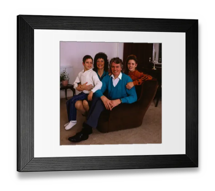 Framed Print : David Icke TV presenter January 1990 with wife Linda and children son daughter Kerry