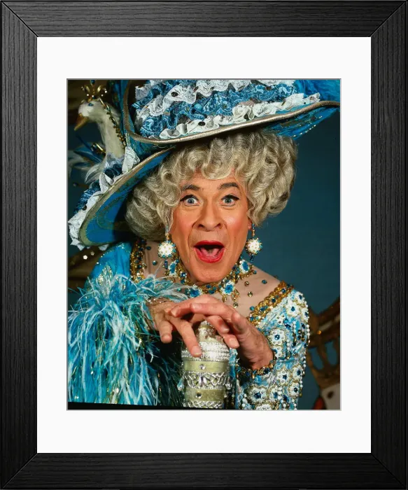 Framed Print : Stanley Baxter as panto dame May 1985 A©mirrorpix Framed Print : Stanley Baxter as panto dame May 1985 A©mirrorpix