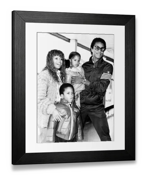 Framed Print : Jermaine Jackson Singer arriving at Heathrow airport with his Wife Hazel