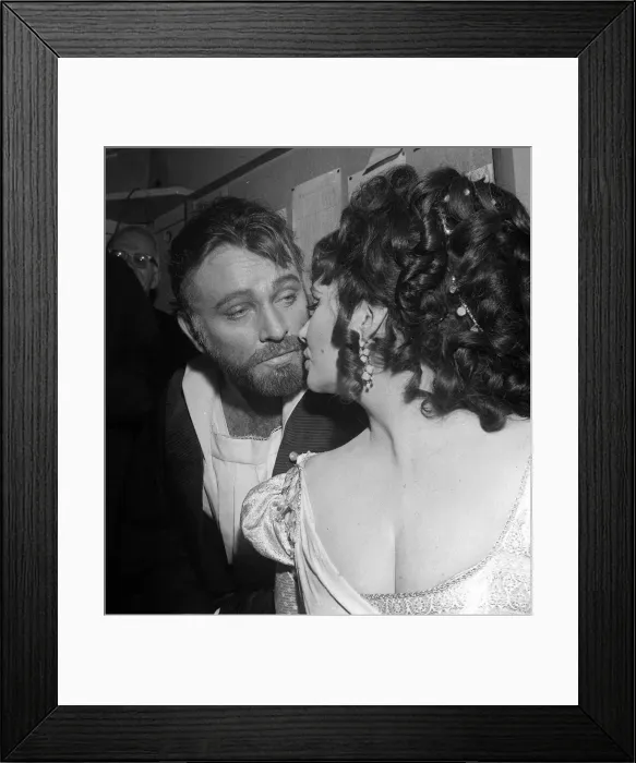 Framed Print : Richard Burton actor and Elizabeth Taylor in a play at The Oxford University Dramatic