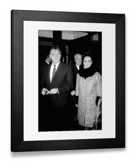 Framed Print : Richard Burton Actor Jan 1965 and wife Elizabeth Taylor at the Adelphi theatre to see