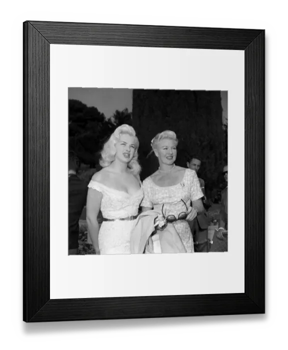 Framed Print : Actress Diana Dors with Ginger Rogers at the Cannes film Festival May 1956