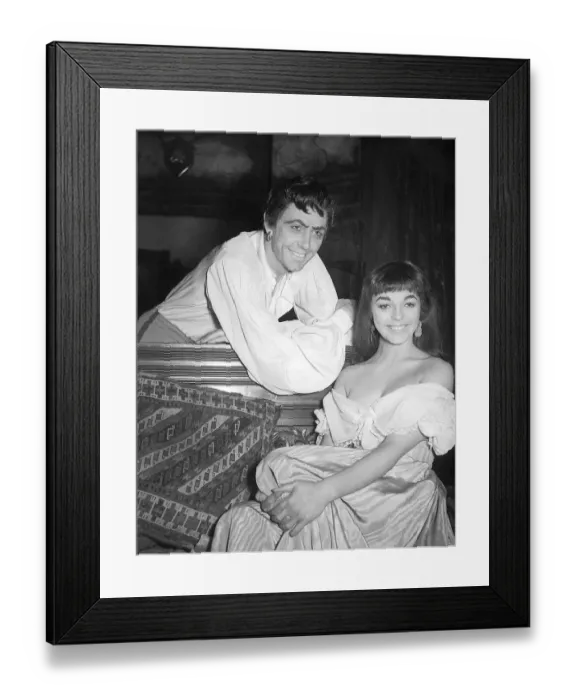 Framed Print : Joan Collins and Maxwell Reed announce their engagement April 1952 Framed Print : Joan Collins and Maxwell Reed announce their engagement April 1952