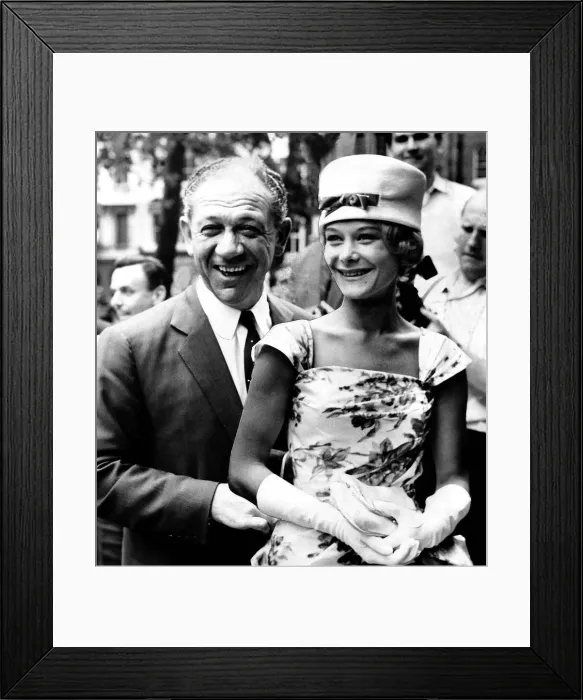 Framed Print : Sid James Comedy Actor Carry On Films at Tommy Steeles Wedding with wife