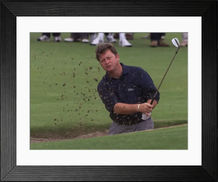 Framed Print : Ian Woosnam plays out of a bunker on his practice round on the eve of the 128th Open Golf Framed Print : Ian Woosnam plays out of a bunker on his practice round on the eve of the 128th Open Golf