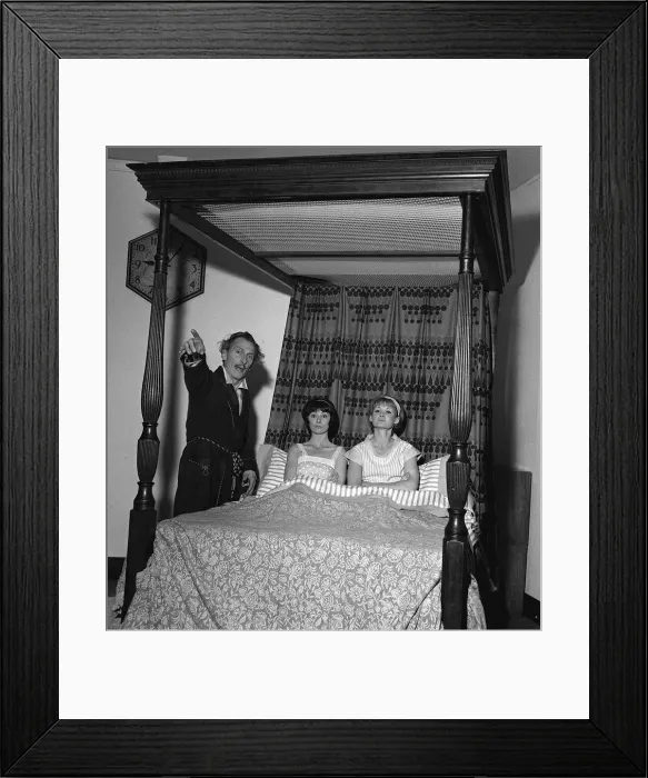Framed Print : Peter Cushing appears in the comedy play Thark at the Garrick theatre with Jennie Linden